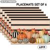 4/6pcs, Autumn Pumpkin And Maple Leaf Pattern Placemats, Colorful Pumpkin And Red Leaf Design, Suitable for Halloween Decoration, Indoor/Outdoor Party