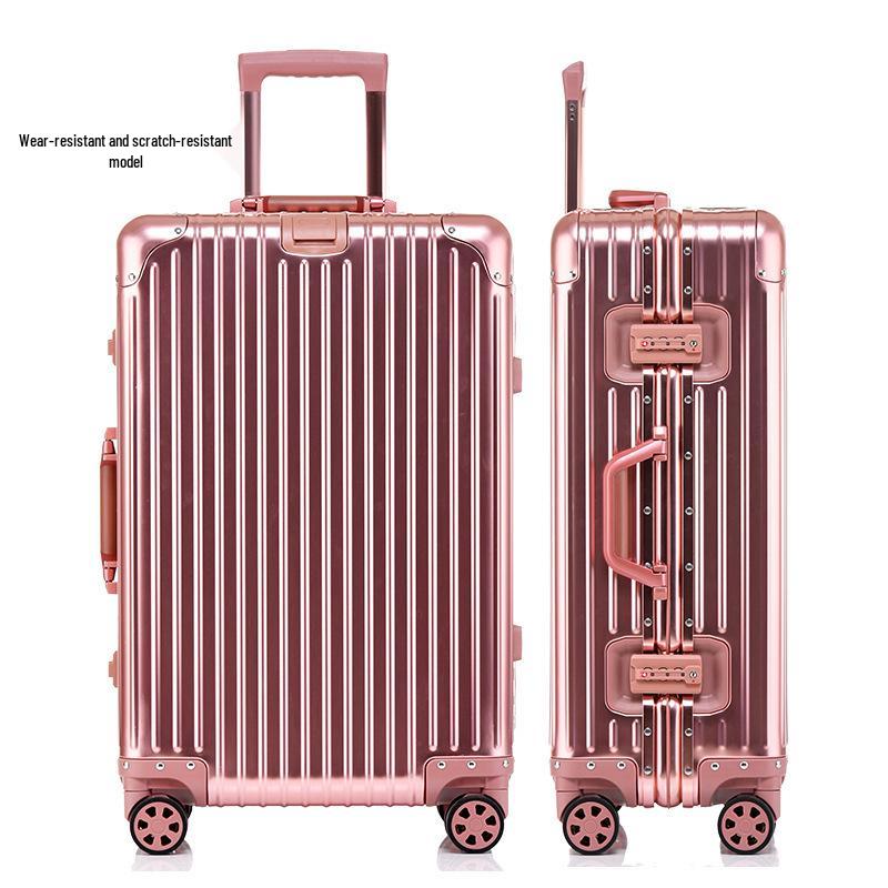 Premium Aluminum-Magnesium Alloy Suitcase with Universal Wheels - Fashionable Hard Shell Luggage for Students