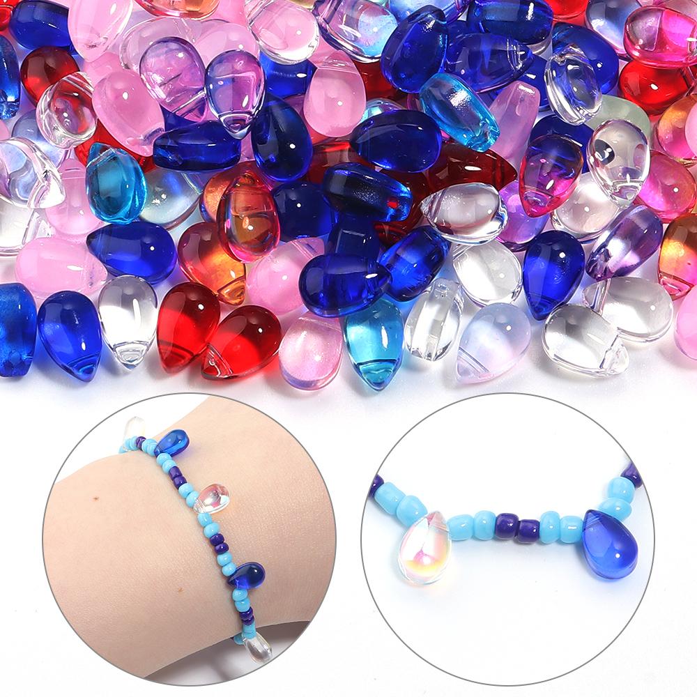 50pcs/lot 9x6mm Droplet Shaped Lampwork Beads Colorful Loose Spacer Glass Seed Beads For DIY Charm Necklace Earrings Accessories