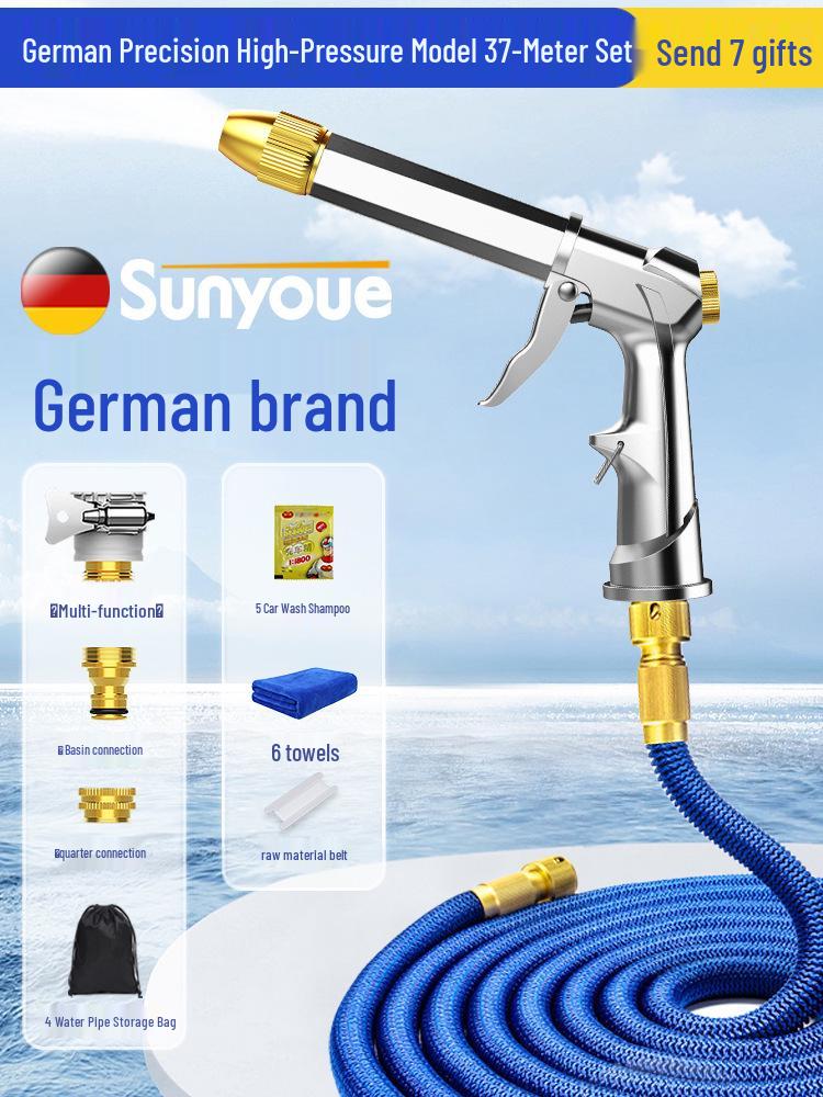 High-Pressure Car Wash Water Gun with Telescopic Hose and Powerful Nozzle for Home Use