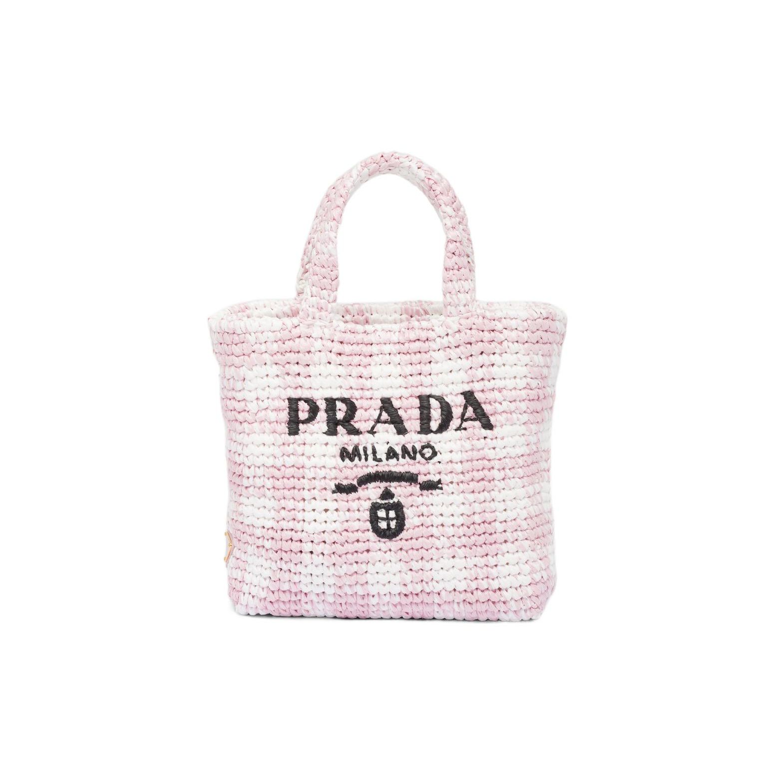 

Prada Metal Triangle Logo Embroidered Letter Logo Straw And Rattan Raffia Handbag Small Women handbags Snow-Pink 1BG422_2A2T_F0E18_V_OOV Basic Set (Bag+Dust Bag)