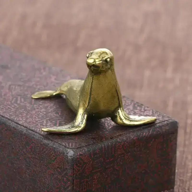 New Sea Animal Seal Figurines Miniatures Retro Brass Office Desktop Crafts Ornament Gifts Home Decorations Living Room Accessory