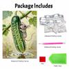 DIY Frameless Pearl Painting Kit Cute Mouse & Cucumber 3D Shiny Bead Art Canvas Relaxing Creative Craft for Home Wall Decor Gift