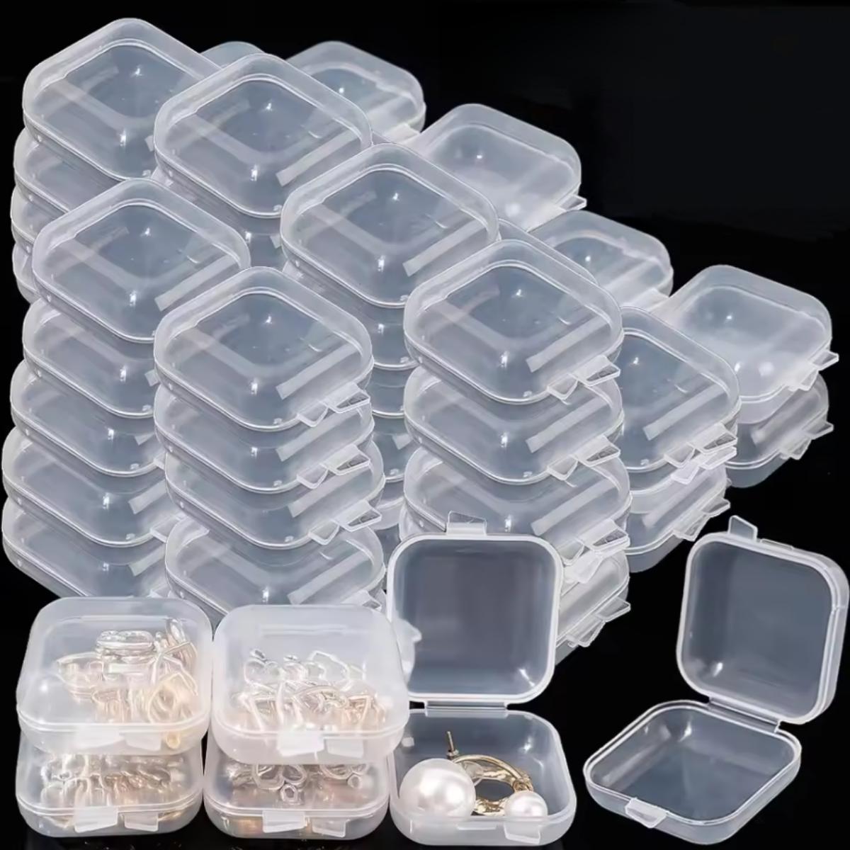

10-100PCS Mini Plastic Jewelry Storage Box Square Transparent Flip Portable Pill Container Jewelry Packaging Display Case 10pcs чистый