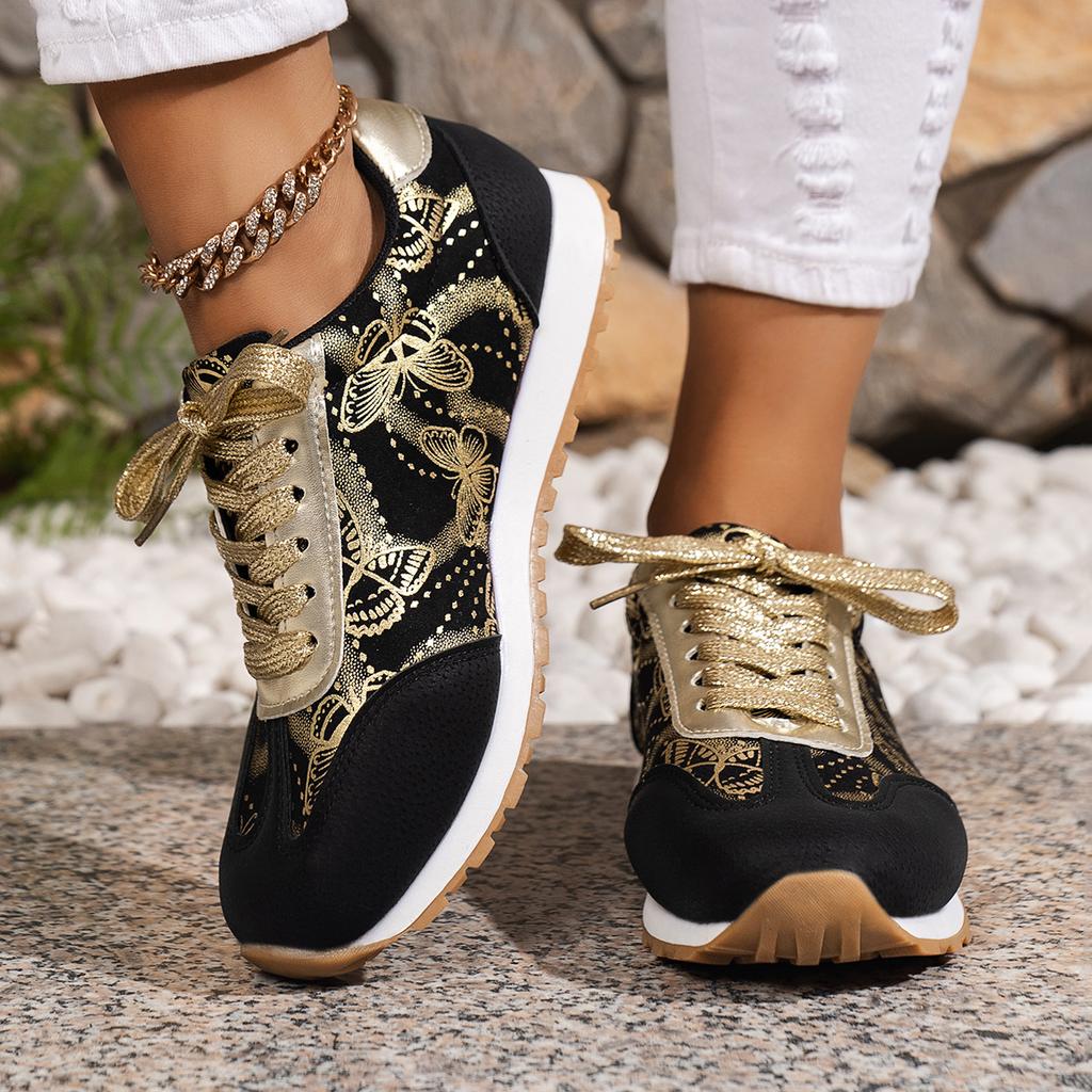 Fashion 2025 Fashion Big Size Autumn New Butterfly Cross-border for Round Head Comfortable Flat Sports Single Shoes Women