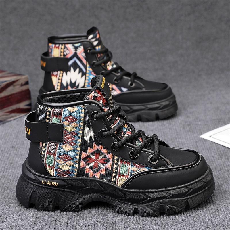 

Осенне-зимние новые высокие ботинки, ботинки Мартин из кожи, рабочие ботинки, мужские рекреационные ботинки-локомотивы, обувь для охраны труда, мужские 44 чёрный