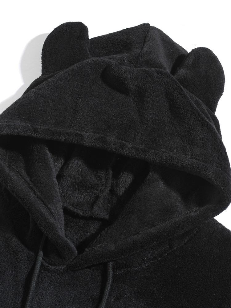 Herbst Winter Feuchtigkeitsableitend Bequem Hautfreundlich Oberteile Große Größe Mit Kapuze Herren Freizeit Persönlichkeit Mode Pullover Korallen Samt Jacke Herren