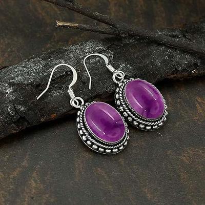 Amethyst Gemstone Handmade Designer Earring, Dangle Earring, Birthstone Earring, Bohemian Earring, 925 Sterling Silver