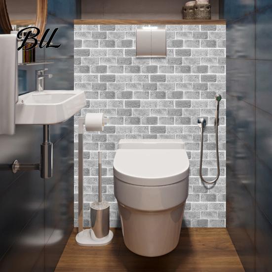 Oil Proof Wall Stickers for Bathroom 5Pcs Vintage Brick Tile Stickers, Waterproof Oil?Proof Wallpaper, Peel Sheets Kitchen & Stick Backsplash Living