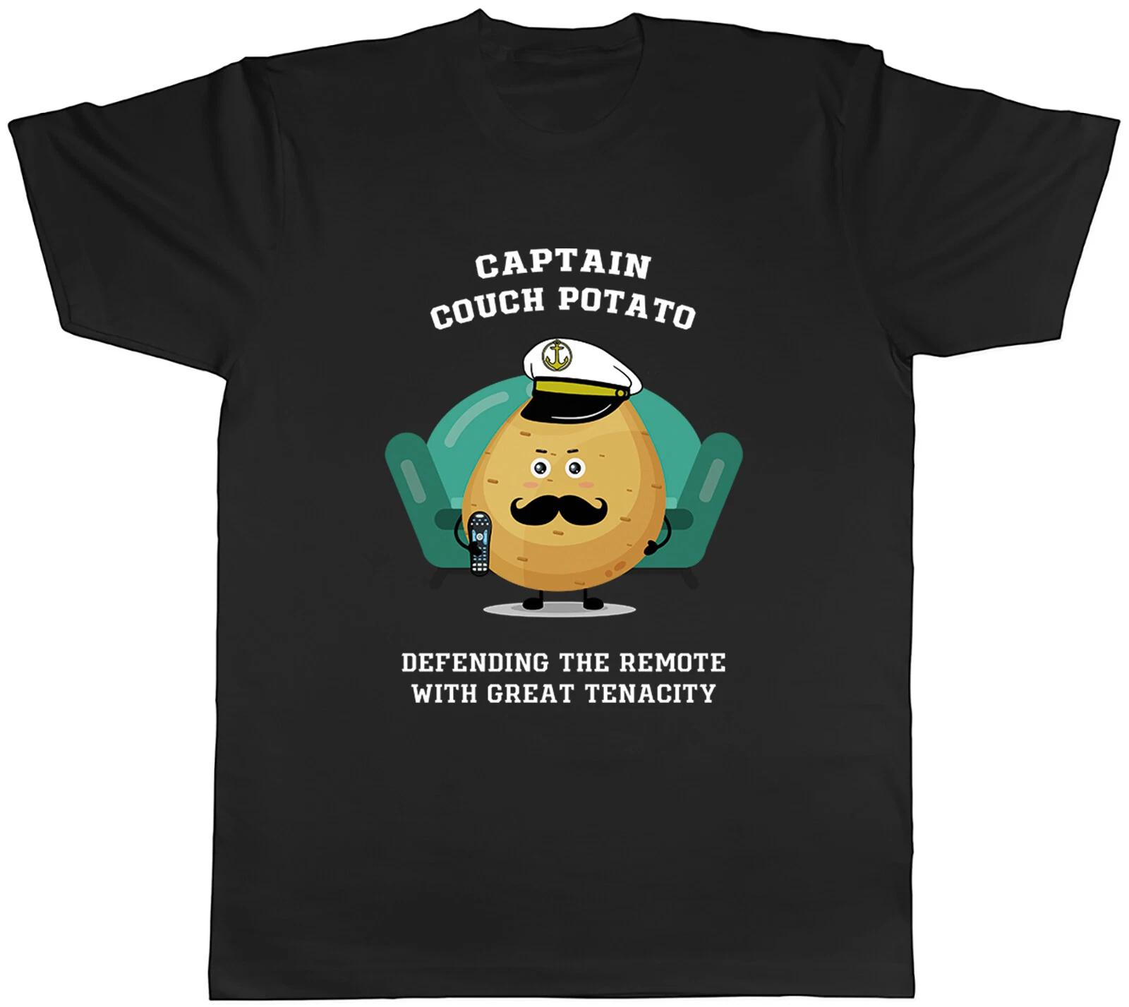 Captain Couch Potato Mens T-Shirt Funny Defending the Remote Unisex Tee Gift M