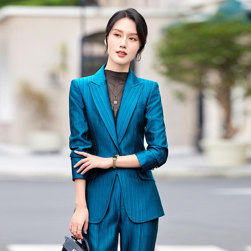 Zihong High-End Acetate Satin Striped Suit Jacket 2024 - Spring/Autumn Goddess Workwear.