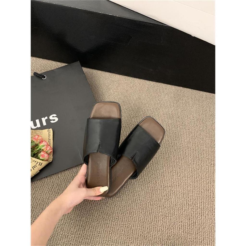 Summer 2025 retro style simple women's mother sandals open-toed flat one-word slippers fashion temperament cool slippers