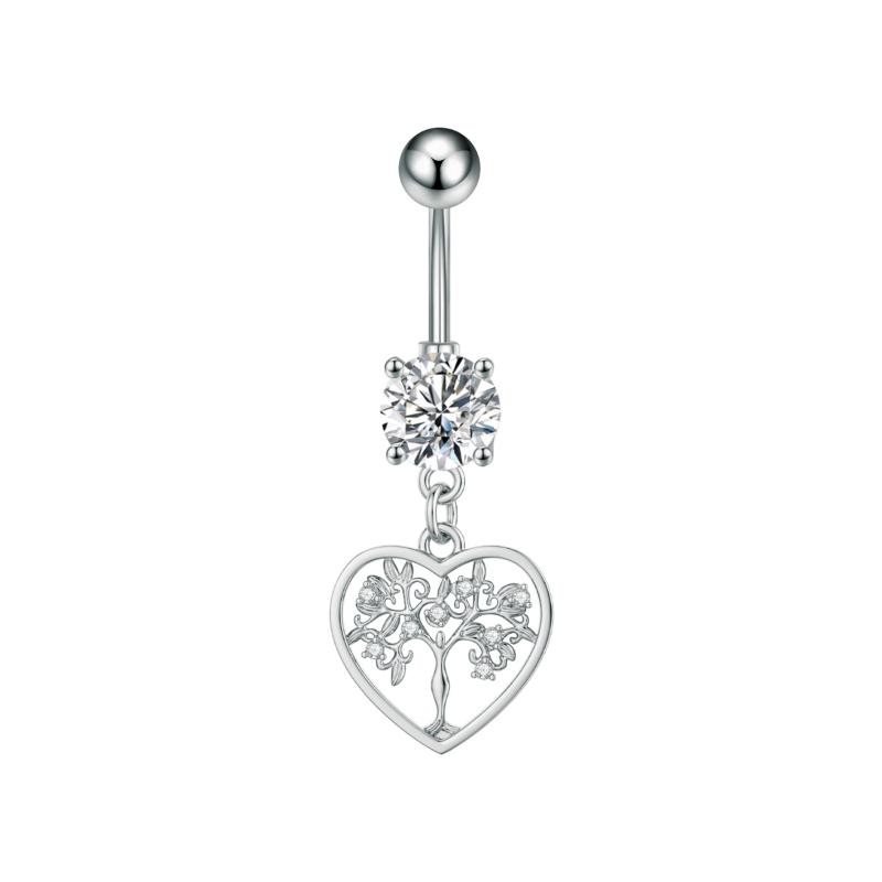 Heart Bow Pendant Belly Button Ring For Women Girls Body Piercing Stainless Steel Navel Ring Beach Jewelry