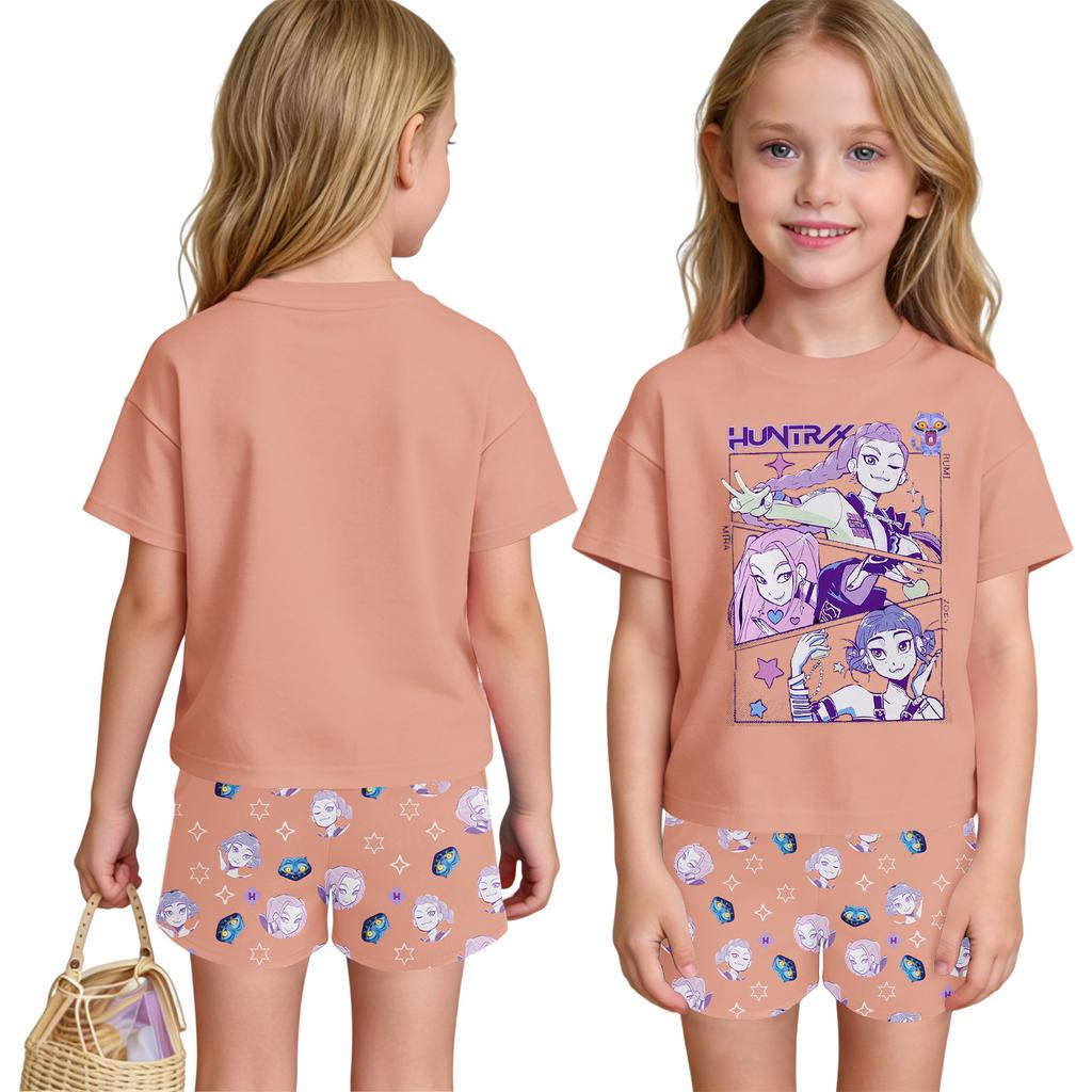 Children's Casual Short Sleeve And Shorts Letter Print Set