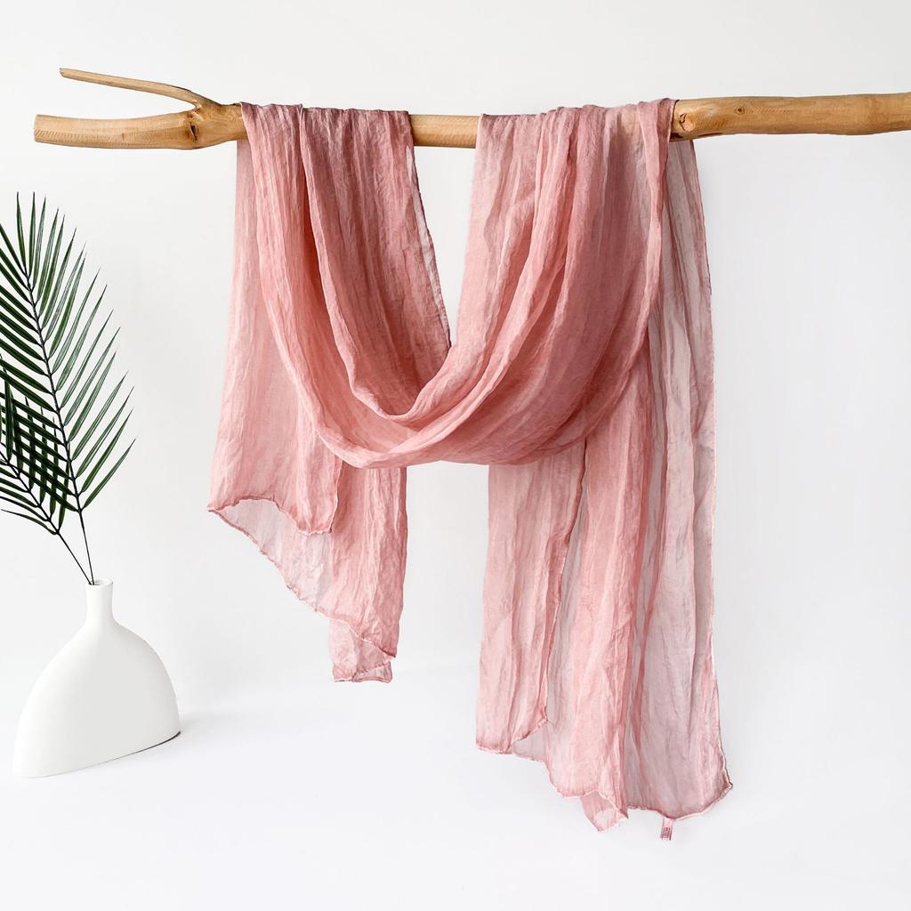 Maracia Headscarf Spring and Autumn Solid Color Cloud Pattern Folded Scarf Monochrome Thin Gauze Shawl Shawl