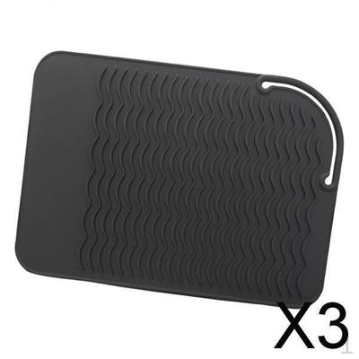 3x Silikon Hitzebeständige Stylingstation Matte für Glätteisen Schwarz