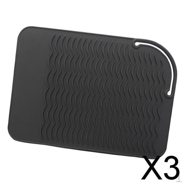 3xSilicone Heat Resistant Styling Station Mat for Hair Straightener Black