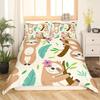 Süßes Faultier Bettwäsche Set Cartoon Faultier Bettwäsche Set für Kinder Jungen Mädchen Botanisch Floral Rosa Queen King Bettbezug Sets