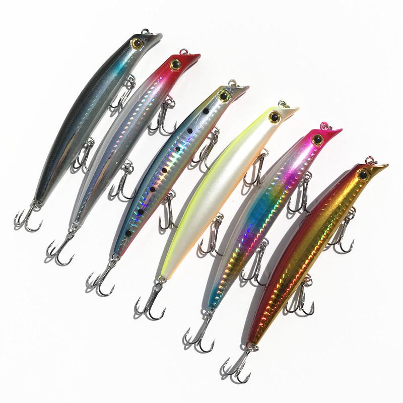 Cracked Wave Minnow Fishing Lure, 12cm/12.5g - Sea Fishing Bait with Hook