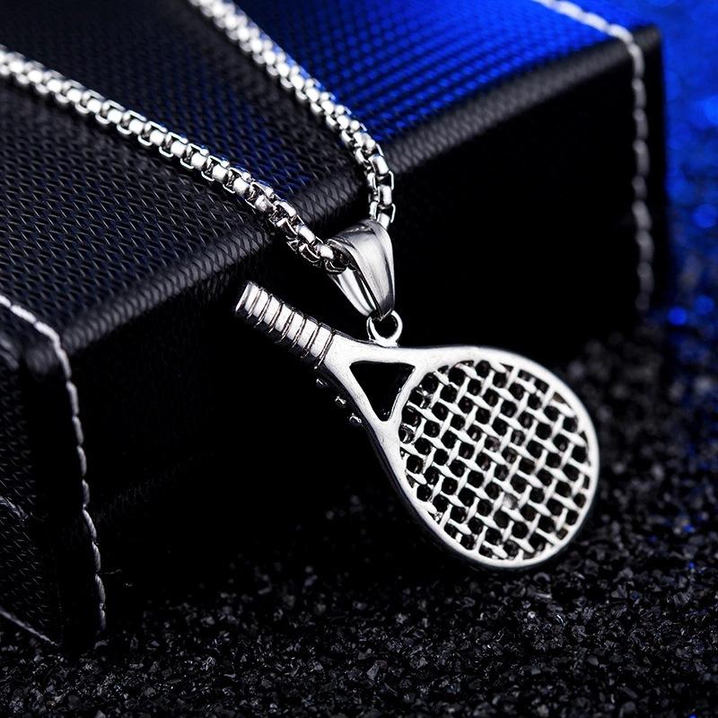 Sporty Style Tennis Racket Pendant Necklace For Women Men Copper Color Stainless Steel Chain INS New Hip Hop Rock Jewelry Gifts
