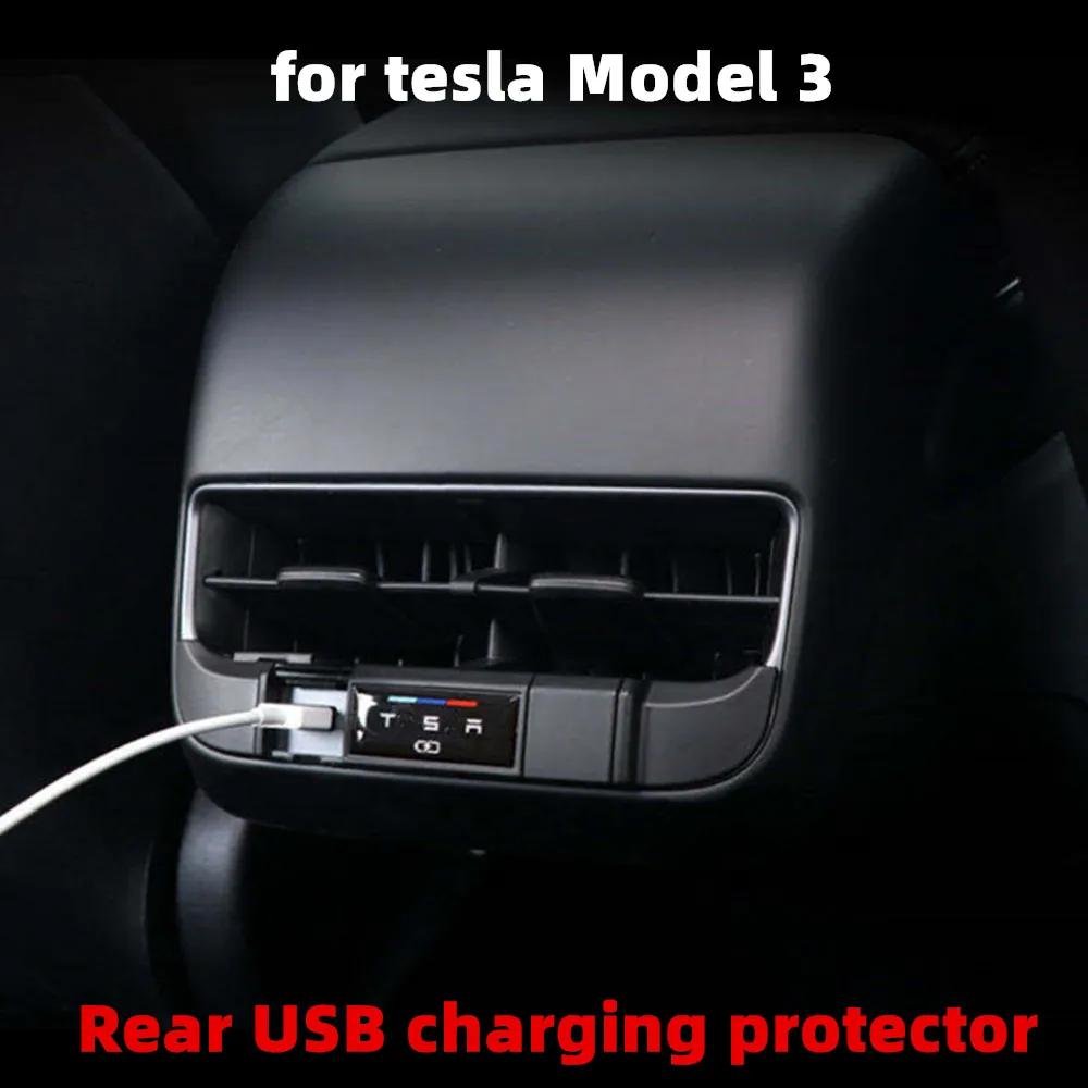 Zieraufkleber für USB-Abdeckung in der hinteren Reihe für Tesla Model 3 Model Y 2017-2024 Zubehör USB-Ladeanschluss Schutzabdeckung Dekoration