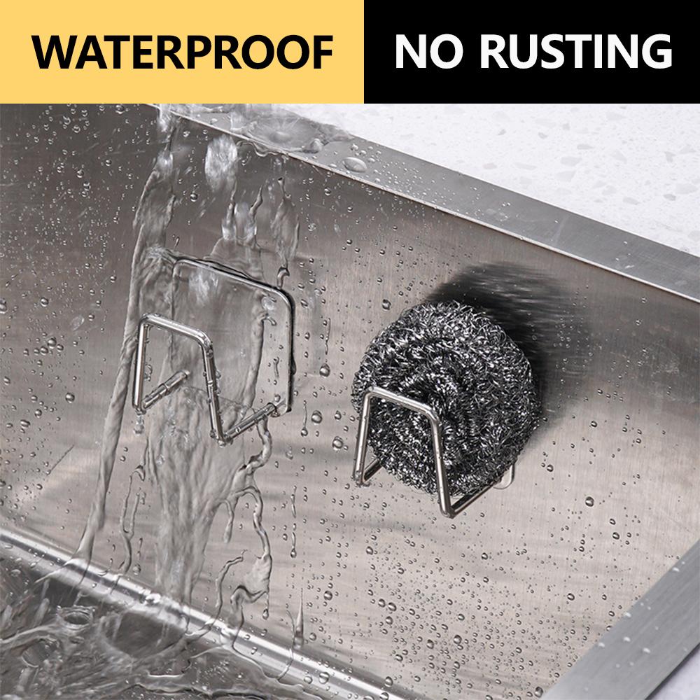 Küchenschwammhalter, selbstklebender Spülschwamm-Abfluss-Trockenständer, Edelstahl-Aufbewahrungshalter, Küchenspülenzubehör