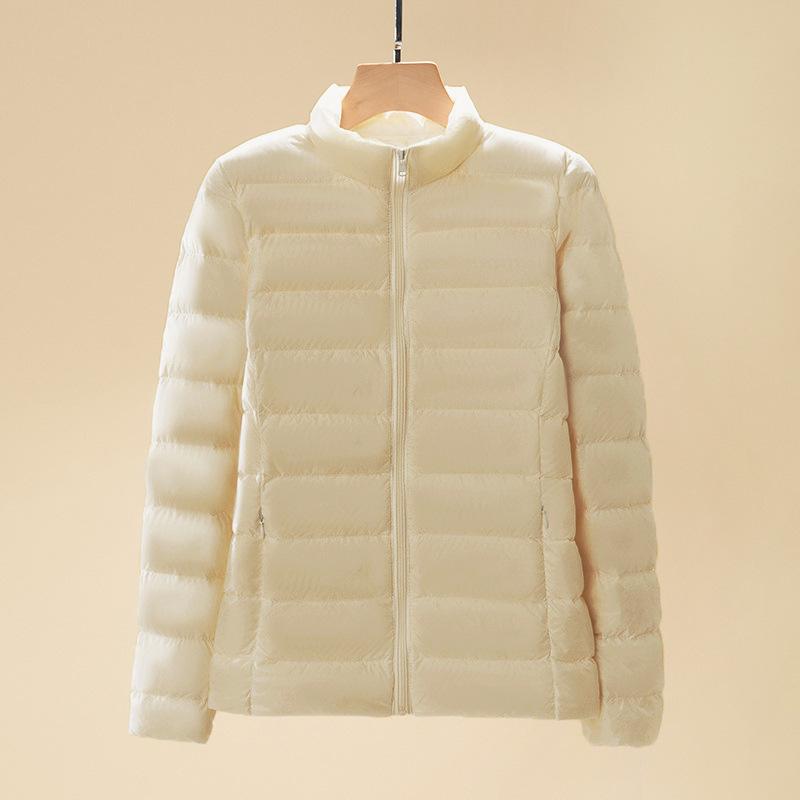 New light and thin stand-up collar down jacket women's short light and large size slim white duck down autumn and winter jacket