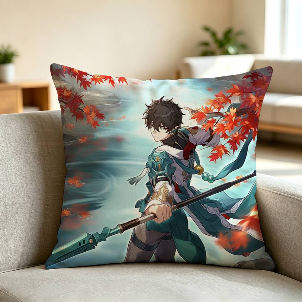 D-Dan Heng Honkai Star Rail Game Pillow Case Square Double-Sided Sofa Cushion Cover Bedroom Bedside Pillow