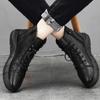 Mode Herren Lederstiefel 2024 Trends Marke Motorrad Fahrschuhe High Top Casual Bequeme wasserdichte Plattform Arbeitsstiefel