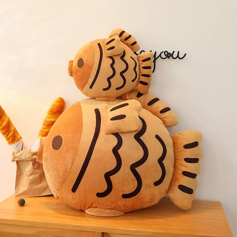35 cm Giappone Taiyaki Pesce Pagro Marrone Peluche Cuscino Peluche Animale Acquatico Imbottito Cuscino Decorativo per Divano Sedia Regalo