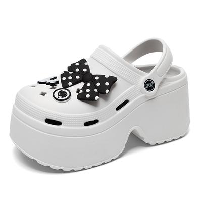 Women Slippers Summer Bow Decor Ultra Thick Sole Sandal Ladies EVA Beach Hole Shoes