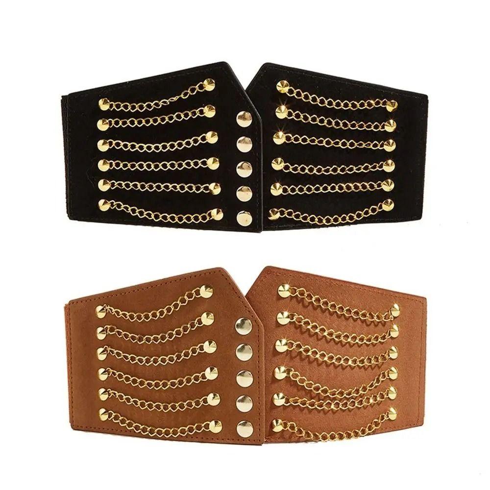 Stretchy Elastic Slimming Body Waist Belts Punk Style Women's Cummerbunds Versatile Dress