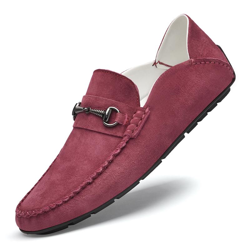 

Fashion 2024 New Fashion Men Casual Leather Shoes Trend Luxury Brand Business Genuine Leather Business Shoes Comfy Flat Designer Loafers 37 красный