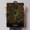 Golden Tokyo City Map Tinplate Posters Customizable Wall Art Retro Vintage Metal Signs for Home Room Bar Accessories Wand Deko