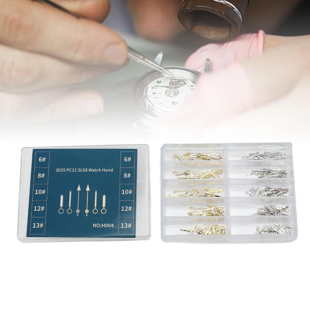 100 Sets Watch Hands Replacement Silver Finish Luminous Watch Hands  Timepiece Enhancement