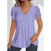 IHUASU Women's Fashion Casual V-Neck Short Sleeve Blouses & Shirts
