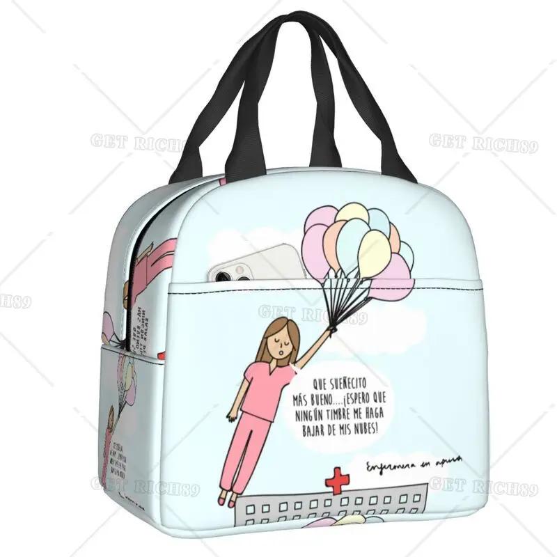 Cartoon Ladies Nurse Doctor Lunch Boxes Cute Lunch Bag High Quality Insulated Food Container for Nurse Adults Outdoor Activities