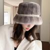 Hat Women Winter Fashion Fur Bucket Hat Mink Fur Whole Skin Fisherman's Hat Warm Hat