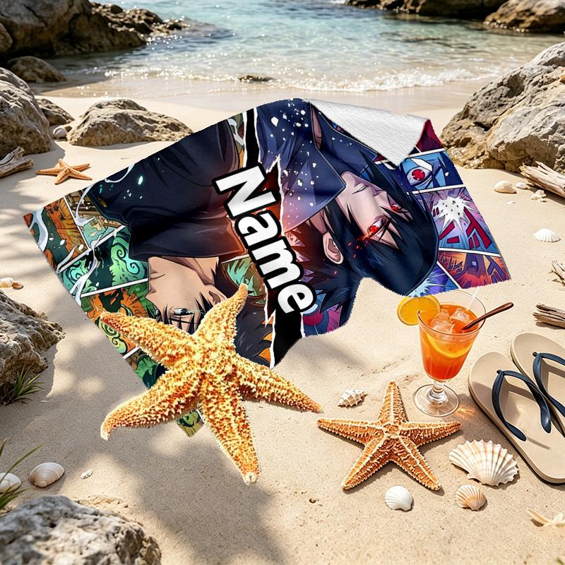 Custom Name Personalized BLEACH Print Beach Towel, for Trip Camping Beach Party Home Decor, Birthday Gift for Family & Friends