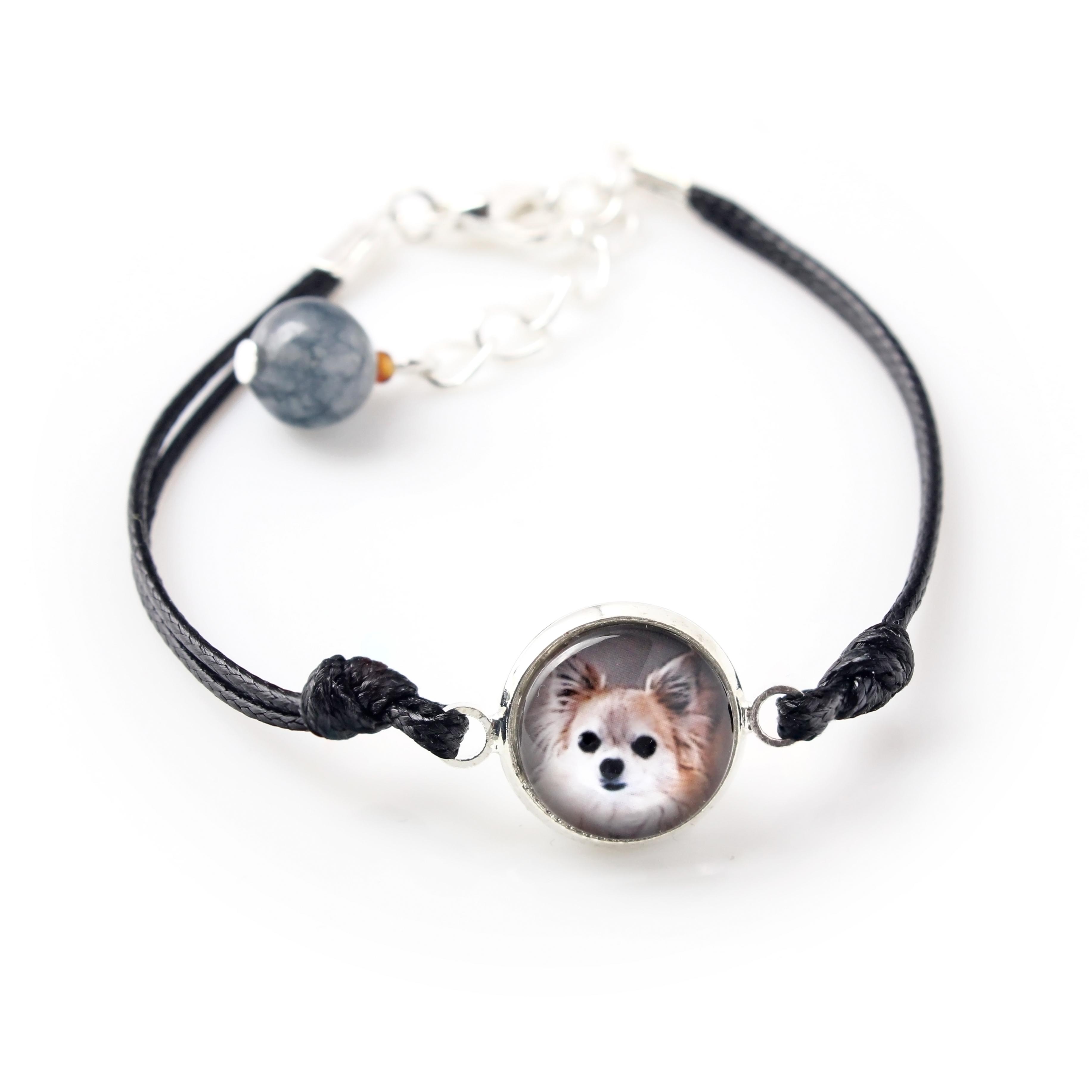 

Chihuahua long-haired - bracelet with your photo handmade, unique jewelry from the Art-Dog brand срібний