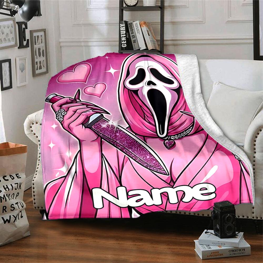 Custom Name Horror Movie Mashup blanket for Couch & Bed, Plush Cozy Fuzzy Blanket Super Soft & Warm Blankets for Fall and Winter. 0908133