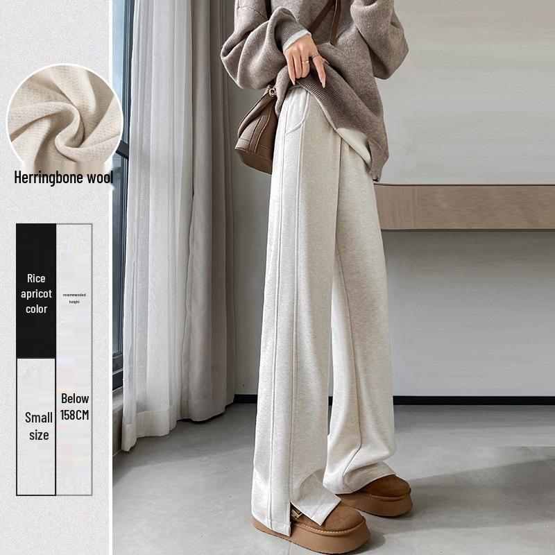 

Fleece-Lined Herringbone Pants: Women s Slimming, Leg-Lengthening Autumn/Winter Wear XL (Weight: 126-140kg)