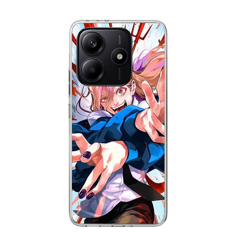 C-Chainsaw Mans Power Phone Case For Xiaomi Redmi Note 15 14 13 12S 12 Pro Plus 11S 11E 11 11T 10S 10 Art Soft Pattern Cover Red