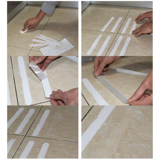 18Pcs Waterproof Anti-skid Bathtub Strip Sticker PEVA Reduce Accident Bathtub Adhesive Strip for Door Steps