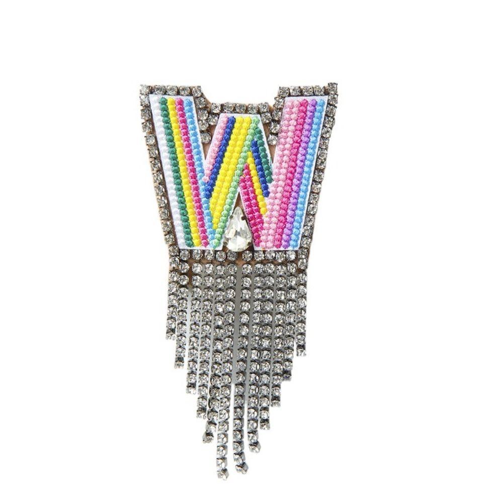 Embroidery Rhinestone Tassel  Brooch A-Z Letter Banquet Clothes Pin  Decoration
