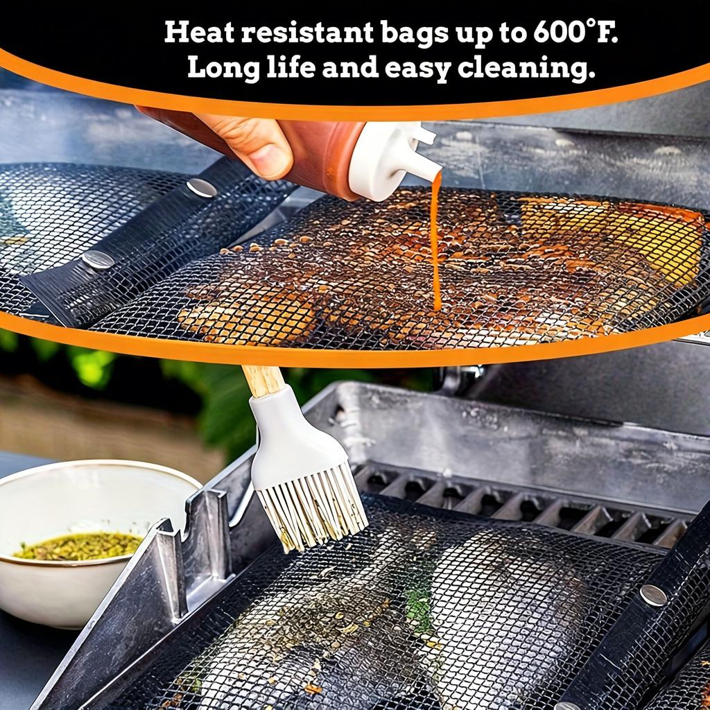 Non-Stick Mesh Grilling Bag Multi Purpose Reusable Heat Resistance Barbecue Bag Portable Multipurpose Barbecue Accessories