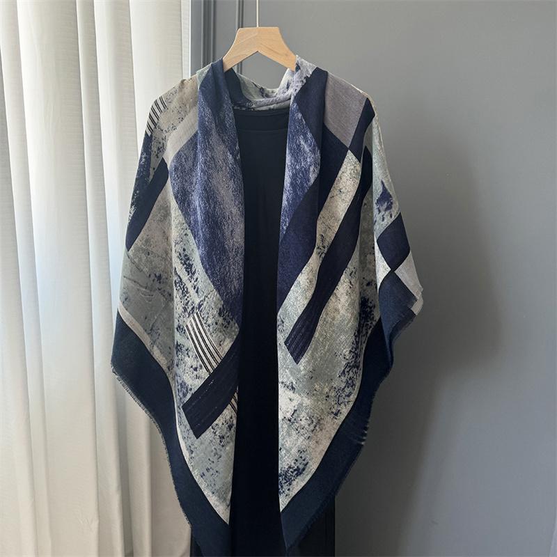 Wintermode 130 cm Quadratisch Hübsches Florales Dickes Viskose-Schaltuch Schal Dame Hochwertiger Wickel Pashmina Stola Bufandas Muslimischer Hijab