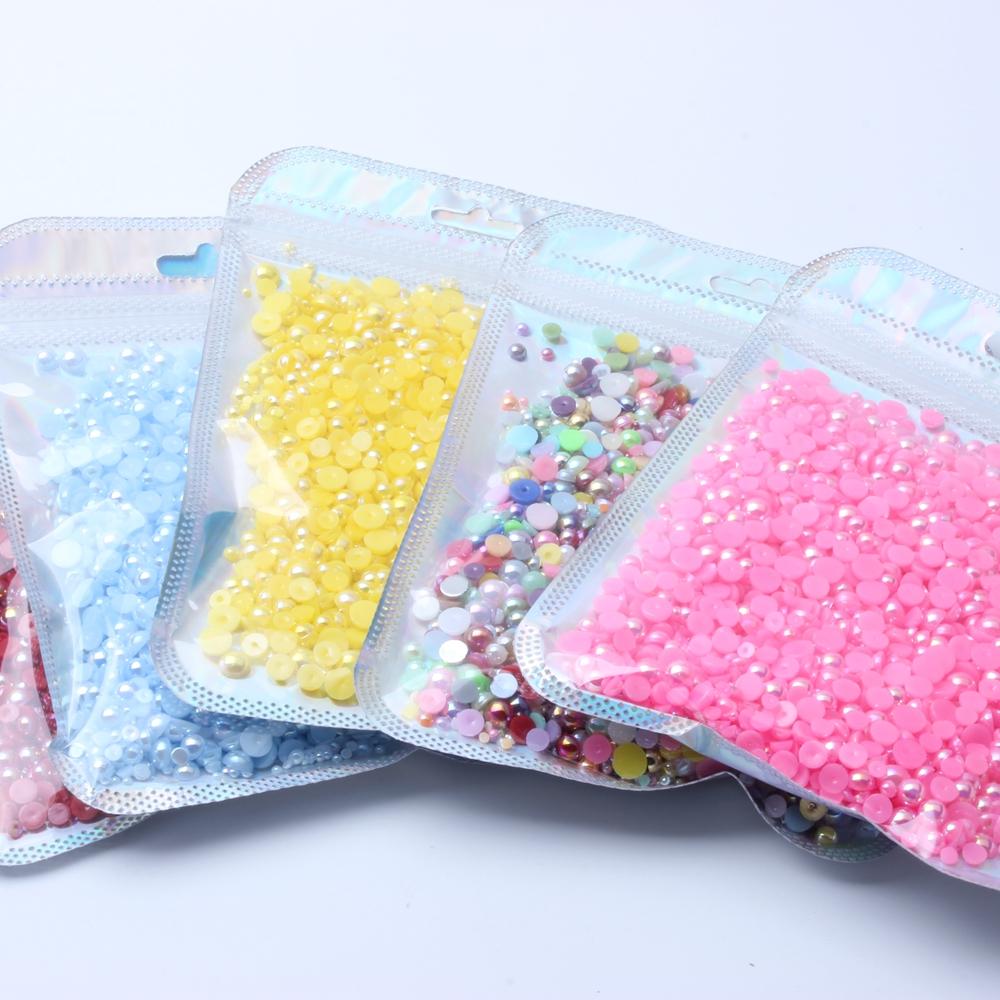 Resin Half Round Flatback Beads 2-6mm Mix Size Glue on Loose Rhinestones for Clothes Dresses DIY Crafts Scrapbook Decoration