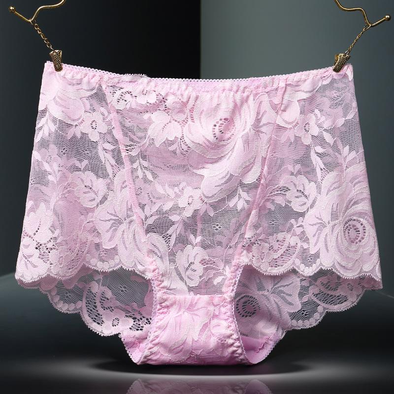 Übergröße Damen Sommer Sexy Spitze Ausgeschnitten Ohne Markierung Zum Schließen Bauch Hohe Taille Dreieck Panties
