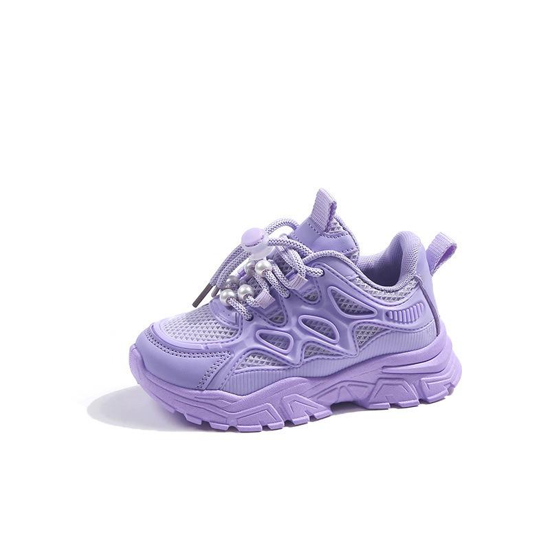 

Спортивная обувь для девочек, весна-осень 2024, новые детские туфли с жемчугом, студенческая детская нескользящая повседневная обувь на мягкой подошве 29 фиолетовый